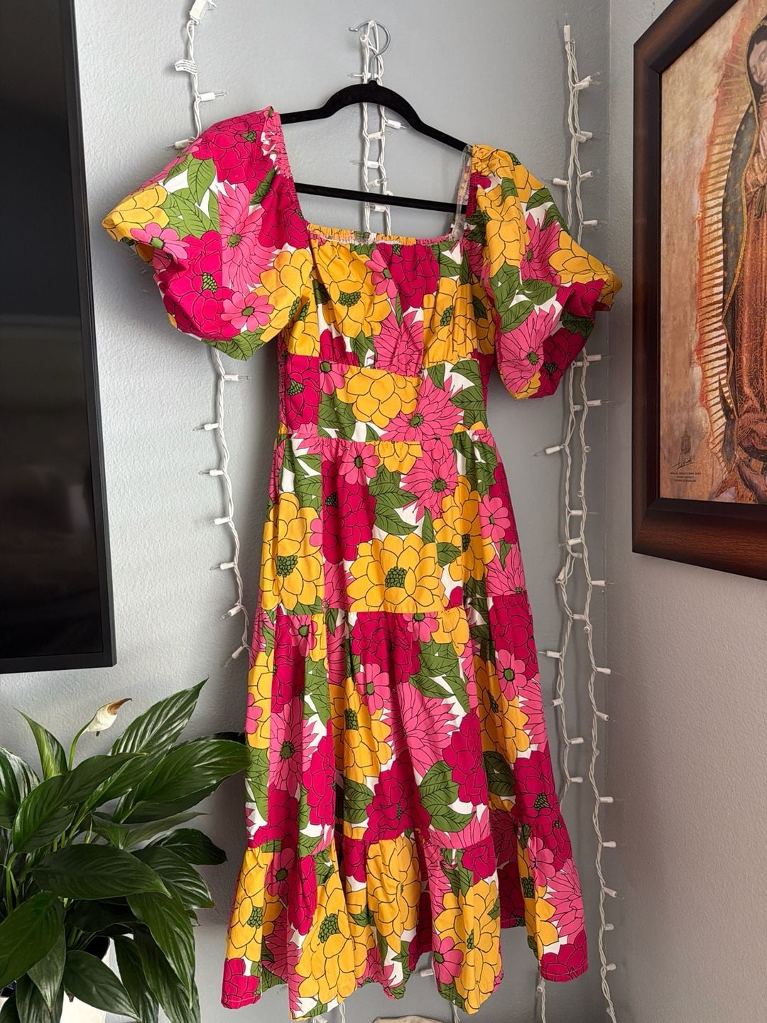 Baltic Born Kalena Floral Smocked Midi Dress in Fuchsia/Yellow 4