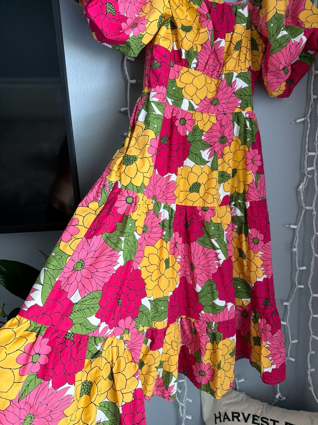 Baltic Born Kalena Floral Smocked Midi Dress in Fuchsia/Yellow 5