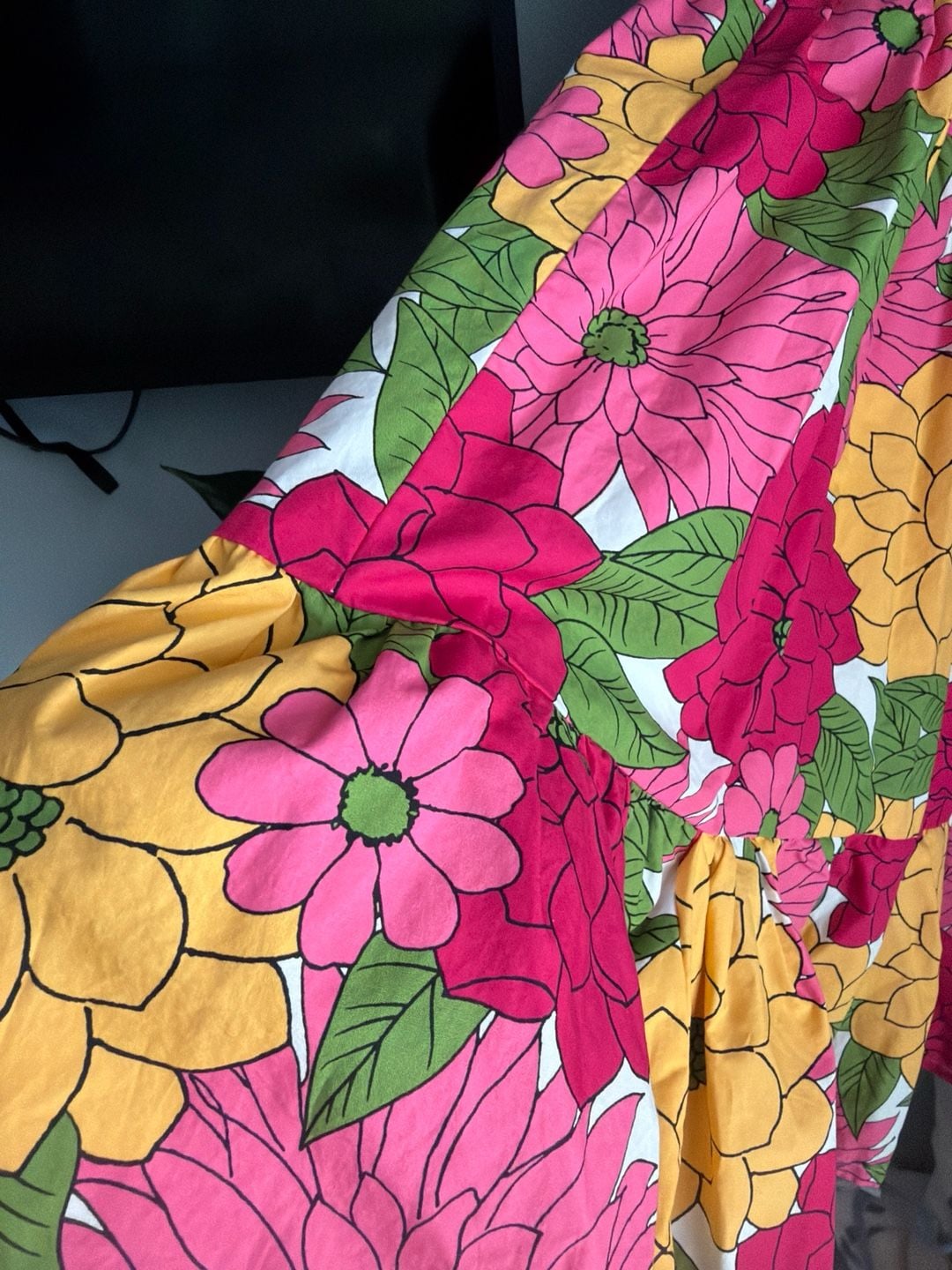 Baltic Born Kalena Floral Smocked Midi Dress in Fuchsia/Yellow 6