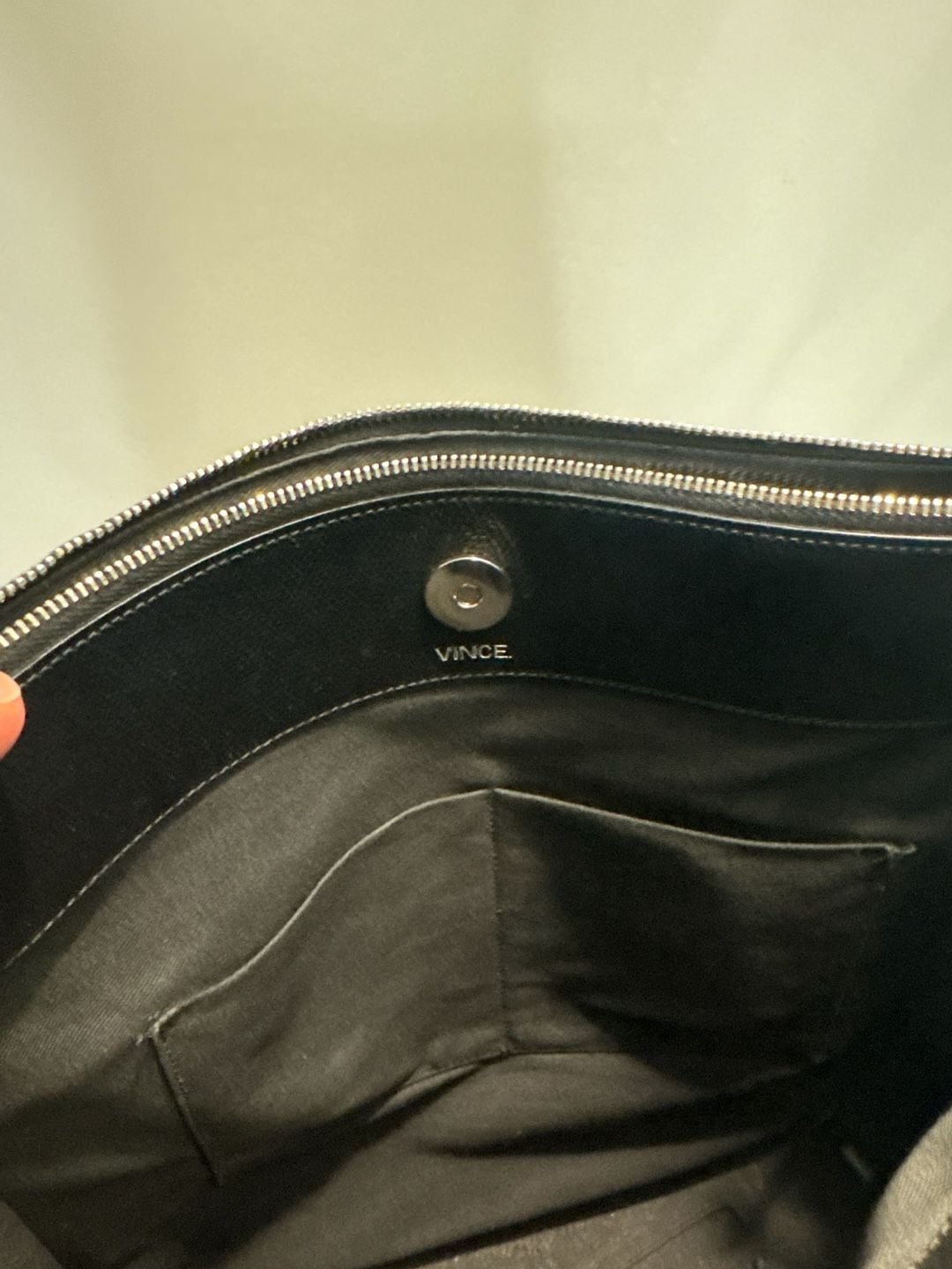 Vince Black Pebbled Leather Triple Zip Messenger Crossbody Bag 5