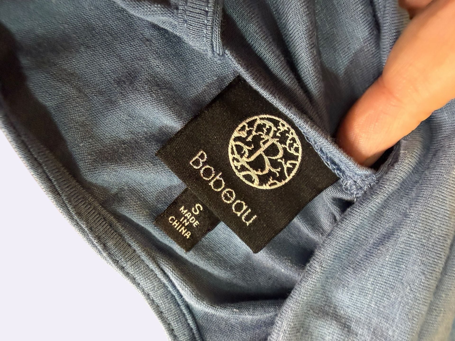 Bobeau Women's Blue Twist Back Linen Blend Short Sleeve Tee Size Small 4