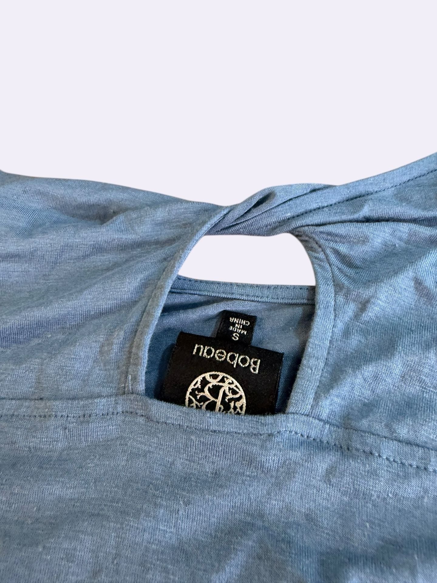 Bobeau Women's Blue Twist Back Linen Blend Short Sleeve Tee Size Small 5