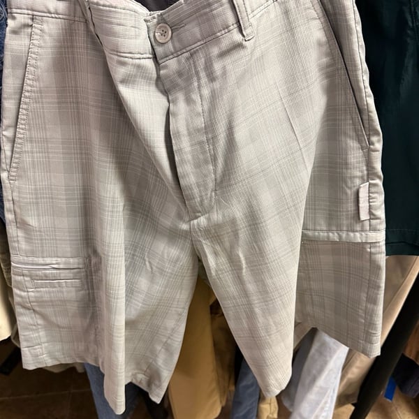 Greg Norman for Tasso Elba Plaid RapiDry Golf Cargo Shorts Size 32