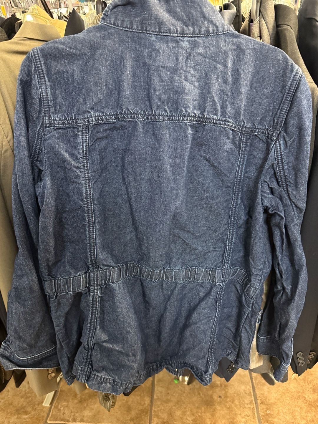 Talbots Denim Field Jacket with Zip and Snap Closure Size Medium 3