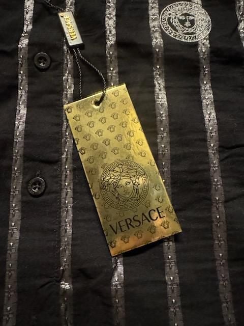 Rare Vintage Versace Men's Vertical Striped Long Sleeve Button Down NWT 6