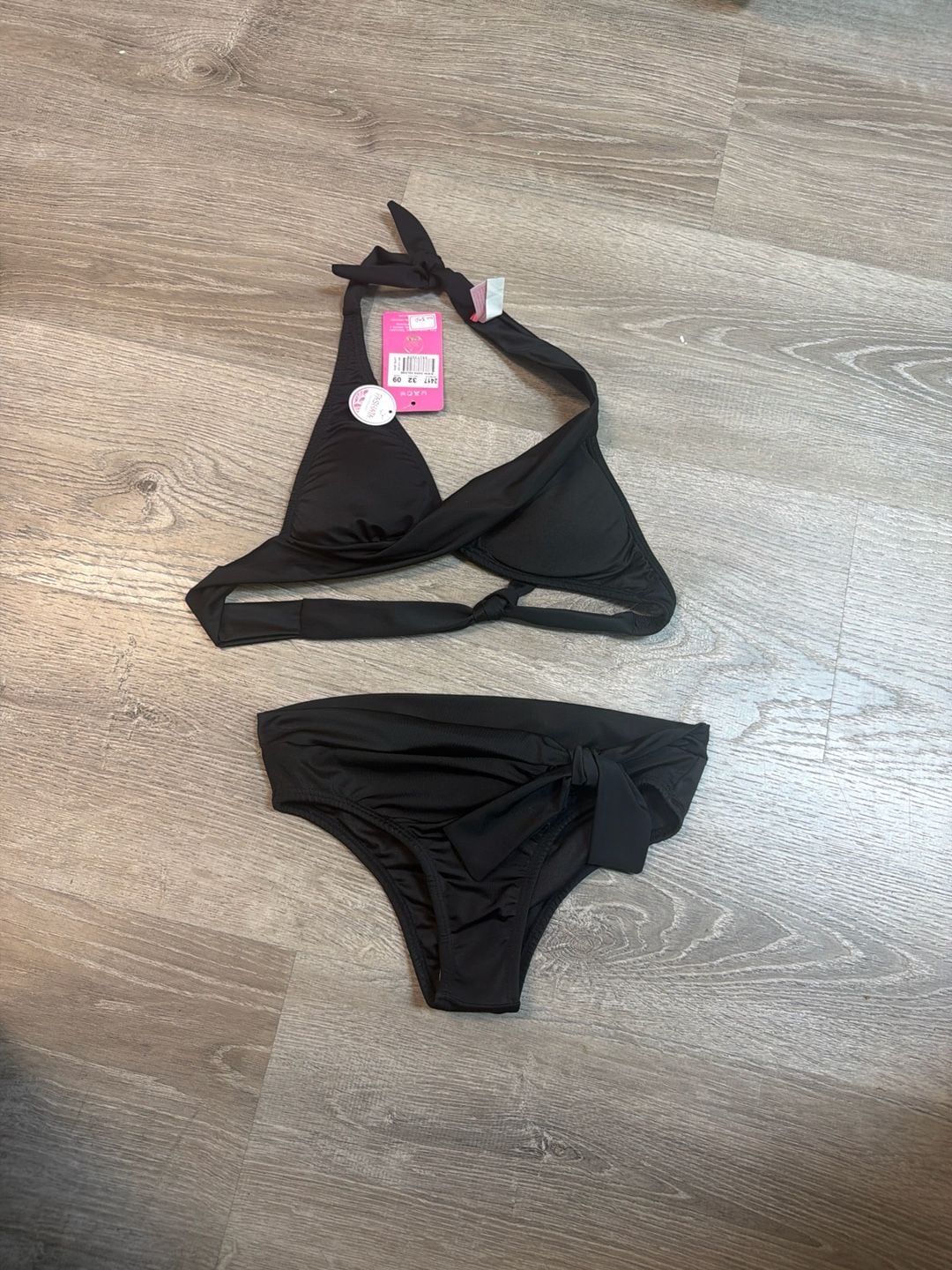LASCANA Women's Halter Push Up Wrap Bikini Swimsuit Set in Black 1
