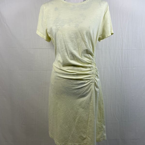 Universal Thread Yellow Short Sleeve Side Ruched Knit T-Shirt Dress Size Medium