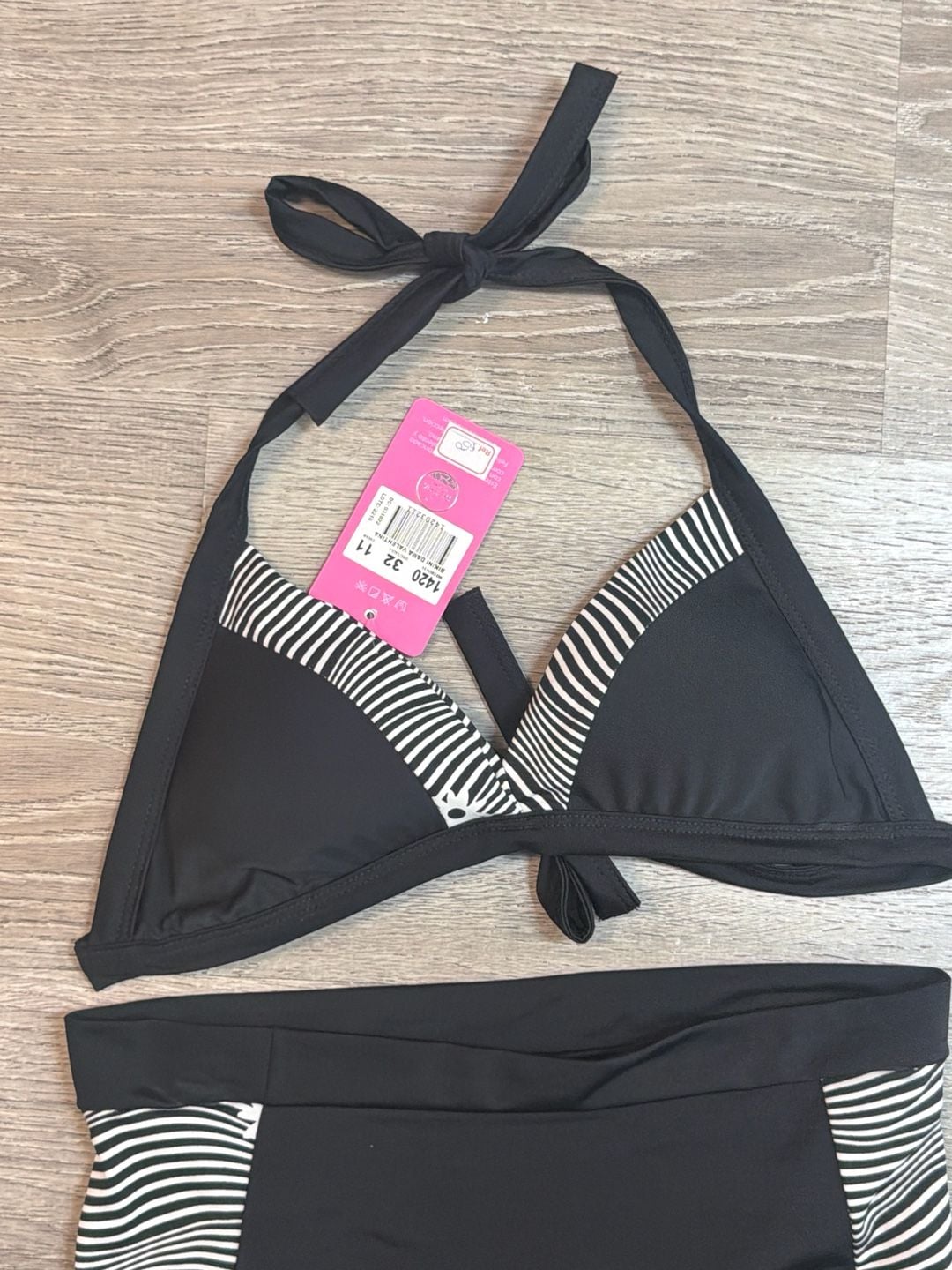 Matilda Jane Women's Black and White Stripe High Waisted Two-Piece Bikini Set 6