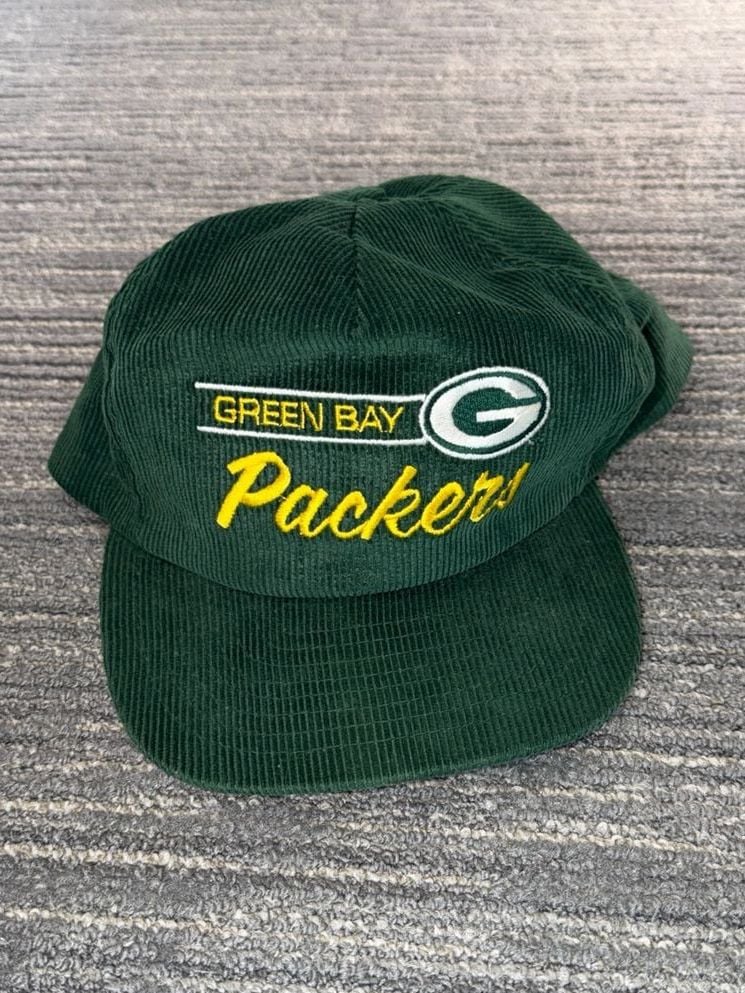 Vintage Green Bay Packers Annco Green Corduroy Snapback Hat NFL 2