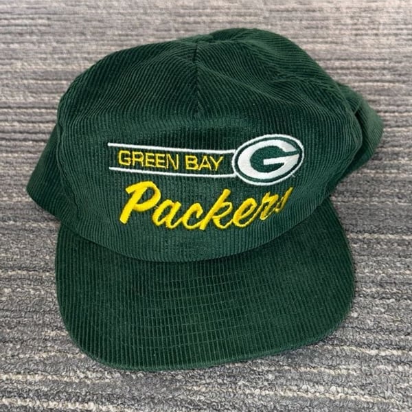 Vintage Green Bay Packers Annco Green Corduroy Snapback Hat NFL