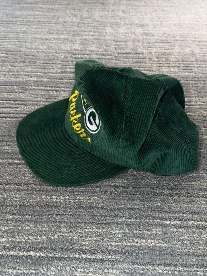 Vintage Green Bay Packers Annco Green Corduroy Snapback Hat NFL 3