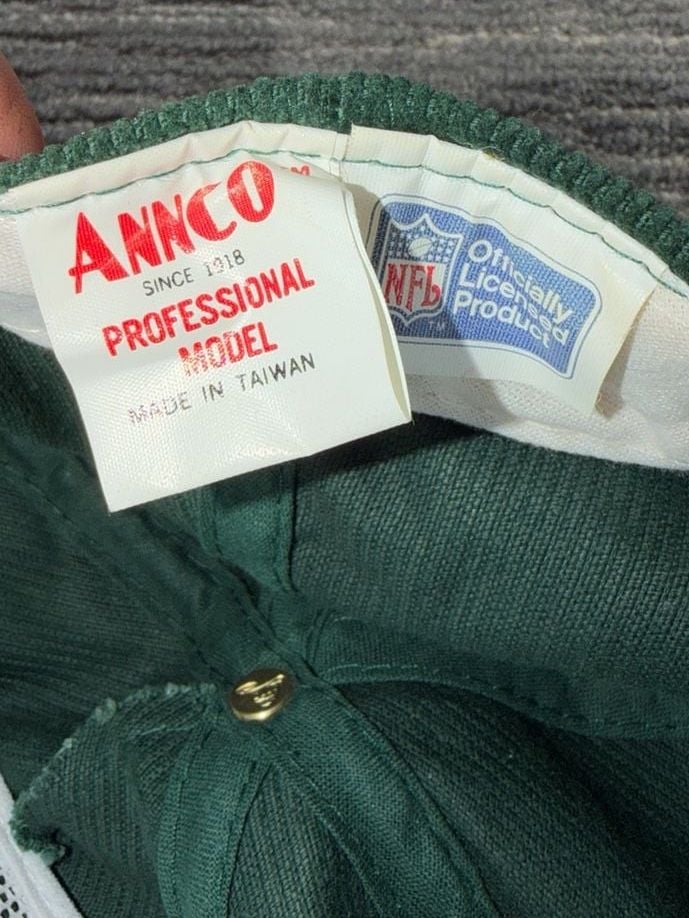 Vintage Green Bay Packers Annco Green Corduroy Snapback Hat NFL 4