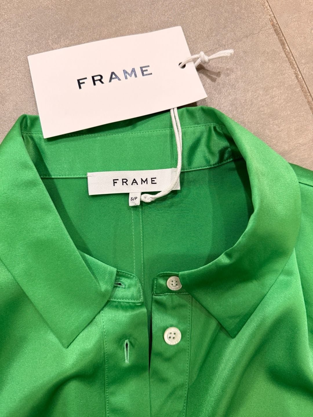 FRAME Strong Shoulder Silk-Blend Mini Dress in Bright Peridot 3