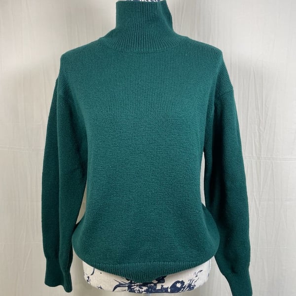Banana Republic Women's Emerald Green Cotton-Blend Mock Neck Sweater Size M