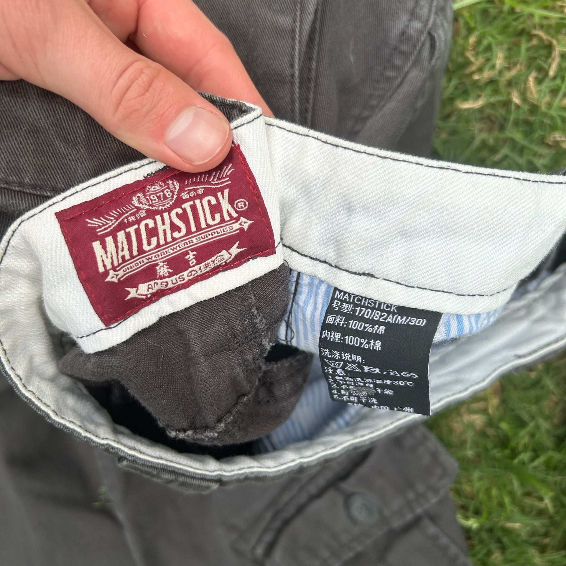 Matchstick Vintage Multi-Pocket Heavyweight Cotton Cargo Pants Charcoal 4