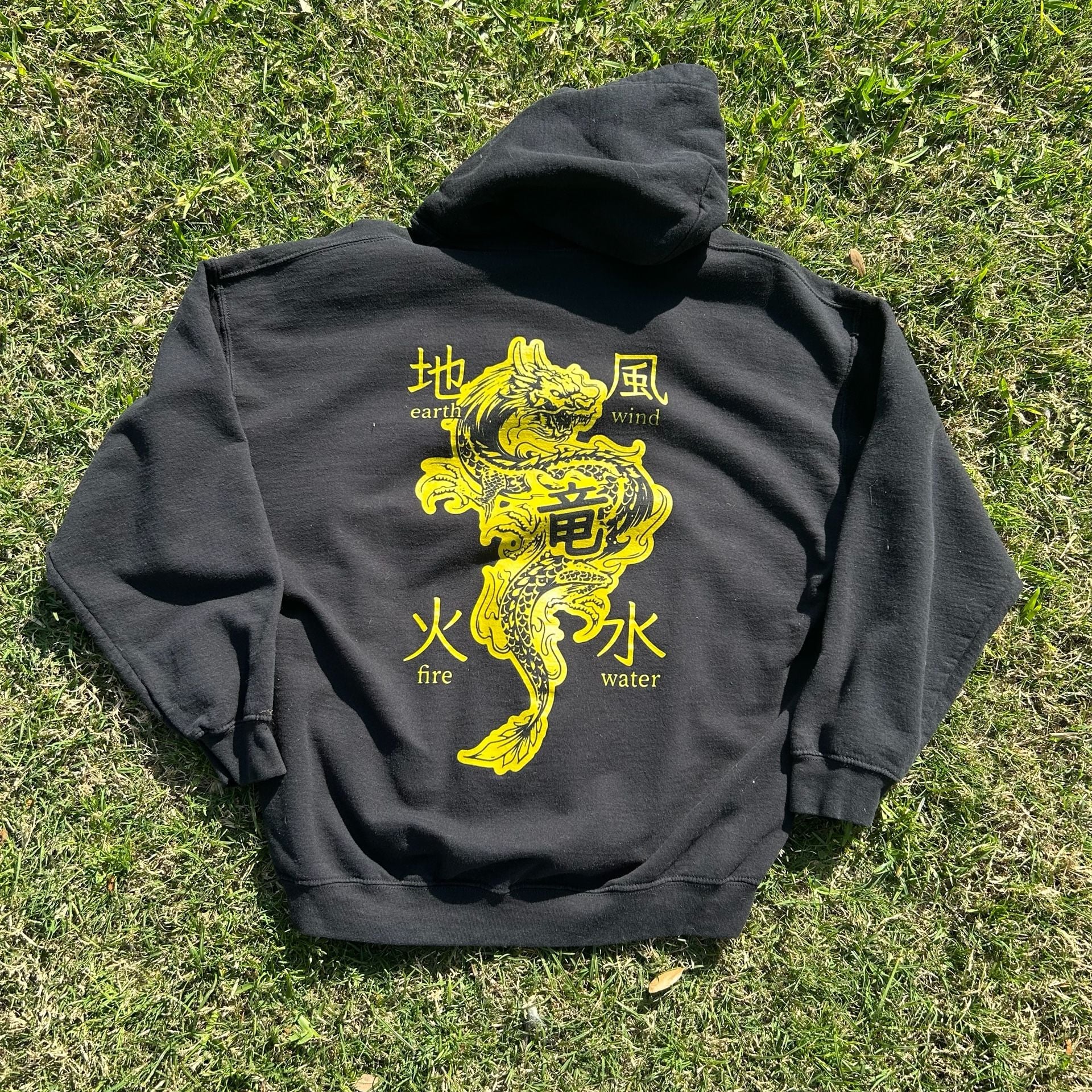 SCW Black Dragon Graphic Hoodie Earth Wind Fire Water Elements 2