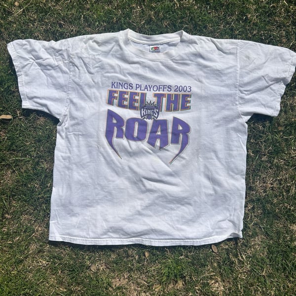 Vintage 2003 Sacramento Kings NBA Playoffs Feel The Roar Pepsi Promo T-Shirt XL