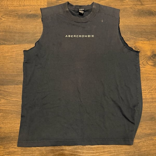 Vintage Abercrombie & Fitch Muscle Gym Issue Sleeveless T-Shirt Navy XL