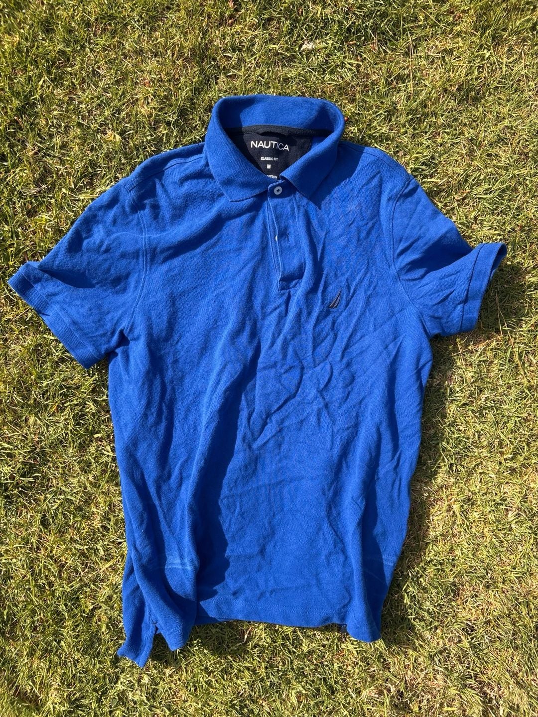 Nautica Men's Classic Fit Short Sleeve Pique Polo Shirt Blue Size Medium 2