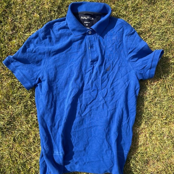 Nautica Men's Classic Fit Short Sleeve Pique Polo Shirt Blue Size Medium