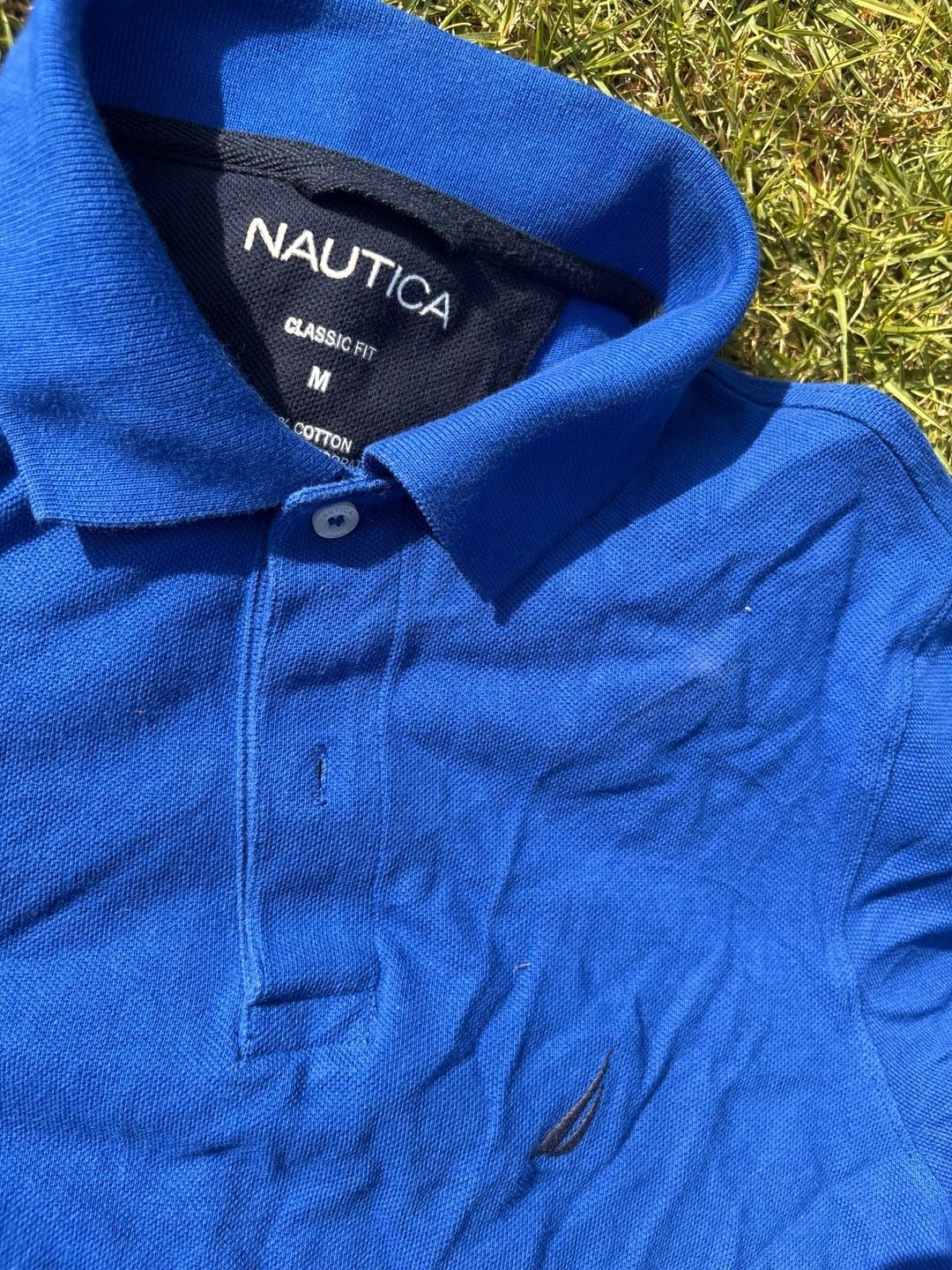 Nautica Men's Classic Fit Short Sleeve Pique Polo Shirt Blue Size Medium 4