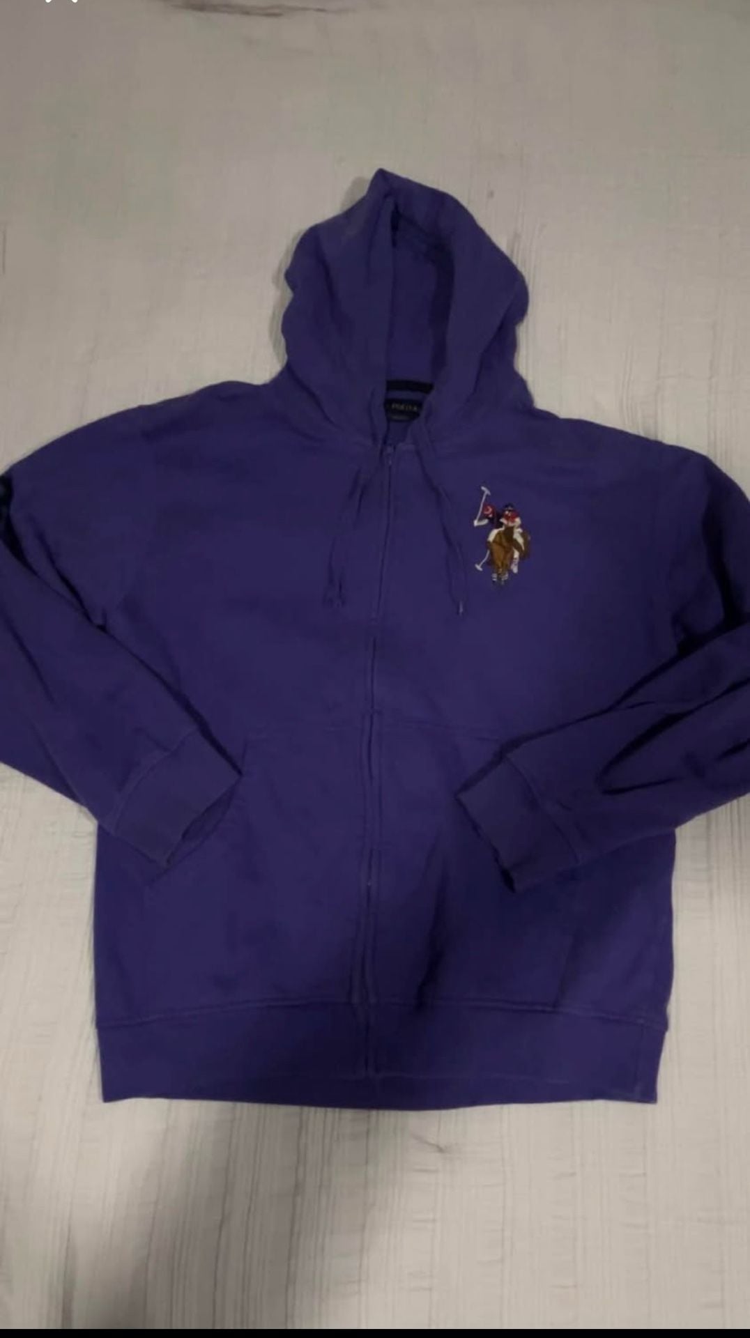 U.S. Polo Assn. Purple Full-Zip Hoodie with Embroidered Big Logo and Sleeve Number 3 2