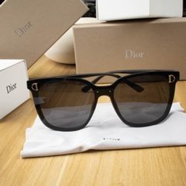 Christian Dior Oversized Square Black Sunglasses with Gold D Detail