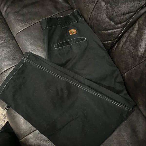 FB County 38x32 Black Heavyweight Khaki Work Pants with White Contrast Stitching