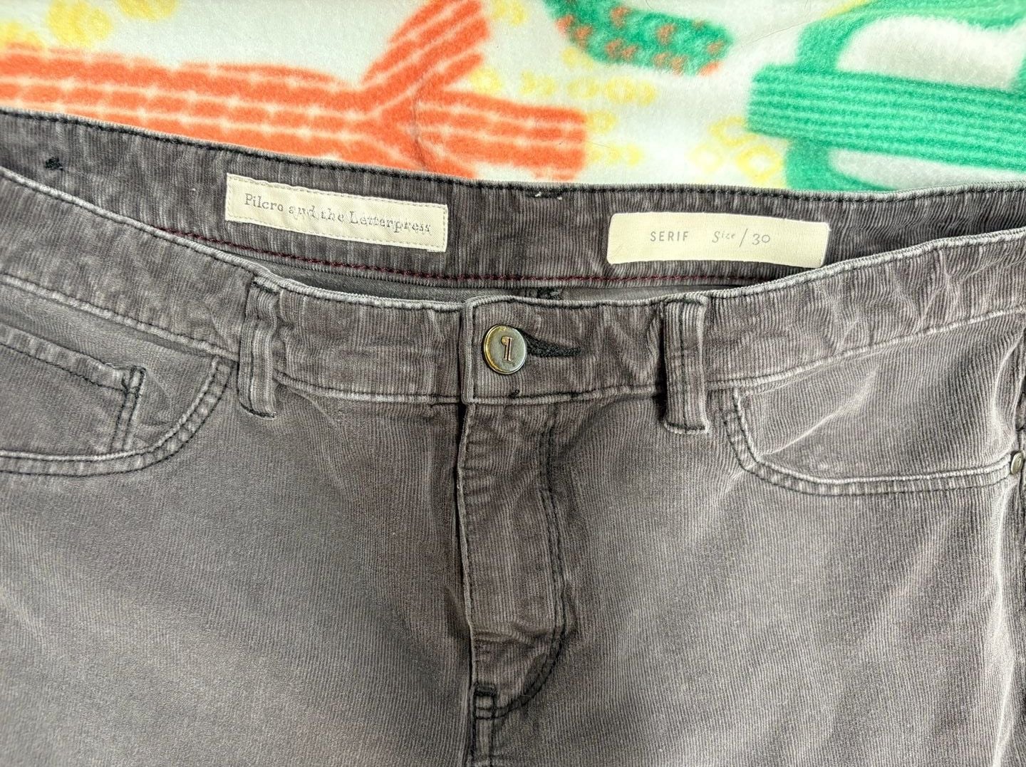 Pilcro and the Letterpress Serif Corduroy Pants Gray Size 30 3