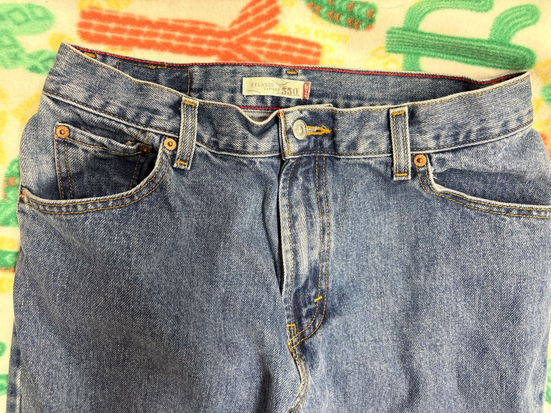 Levi's 550 Relaxed Tapered Leg Blue Denim Jeans Size 12S 5