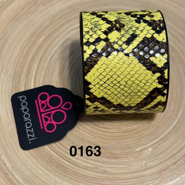 Paparazzi 'The Rest Is HISS-tory' Yellow Snakeskin Print Urban Cuff Bracelet