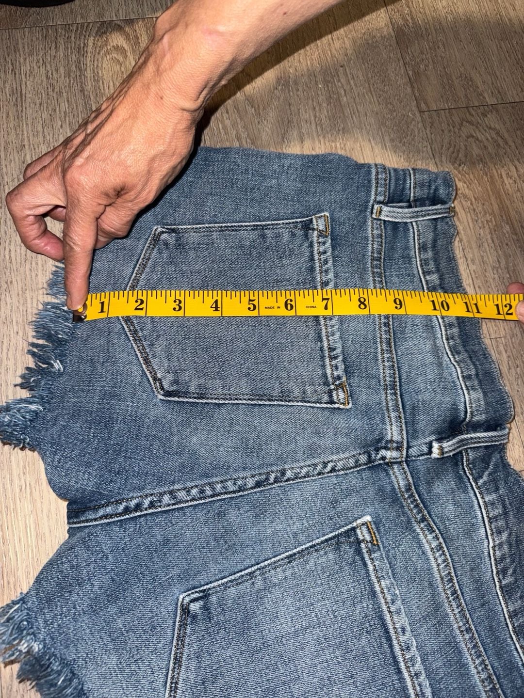 FRAME Le Cutoff Blue Denim Fringe Hem Distressed Shorts 10