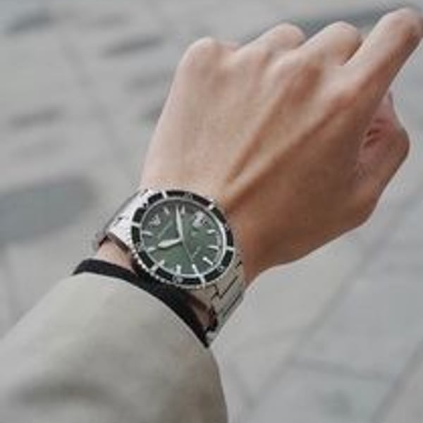 Emporio Armani AR11338 World Explorer Green Dial Stainless Steel Men's Watch