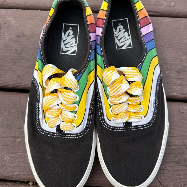 Vans Authentic Refract Rainbow Stripe Low Top Skate Shoes