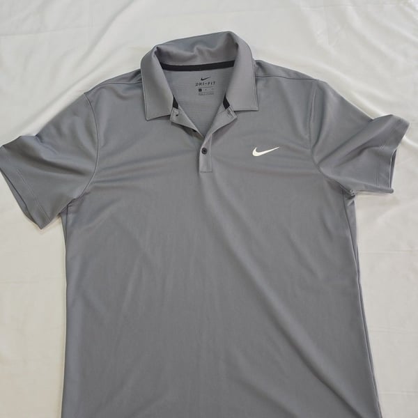 Nike Men's Dri-FIT Solid Logo Golf Polo Shirt Gray Size Large