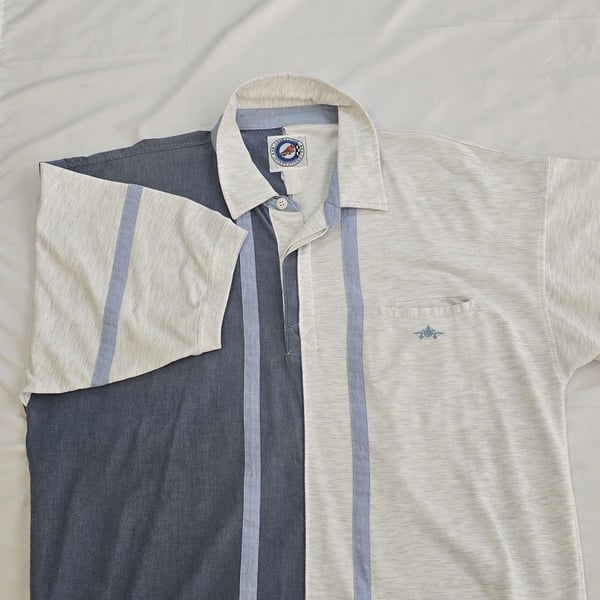 Vintage 90s Greenline International Colorblock Vertical Stripe Short Sleeve Polo Sweater Shirt