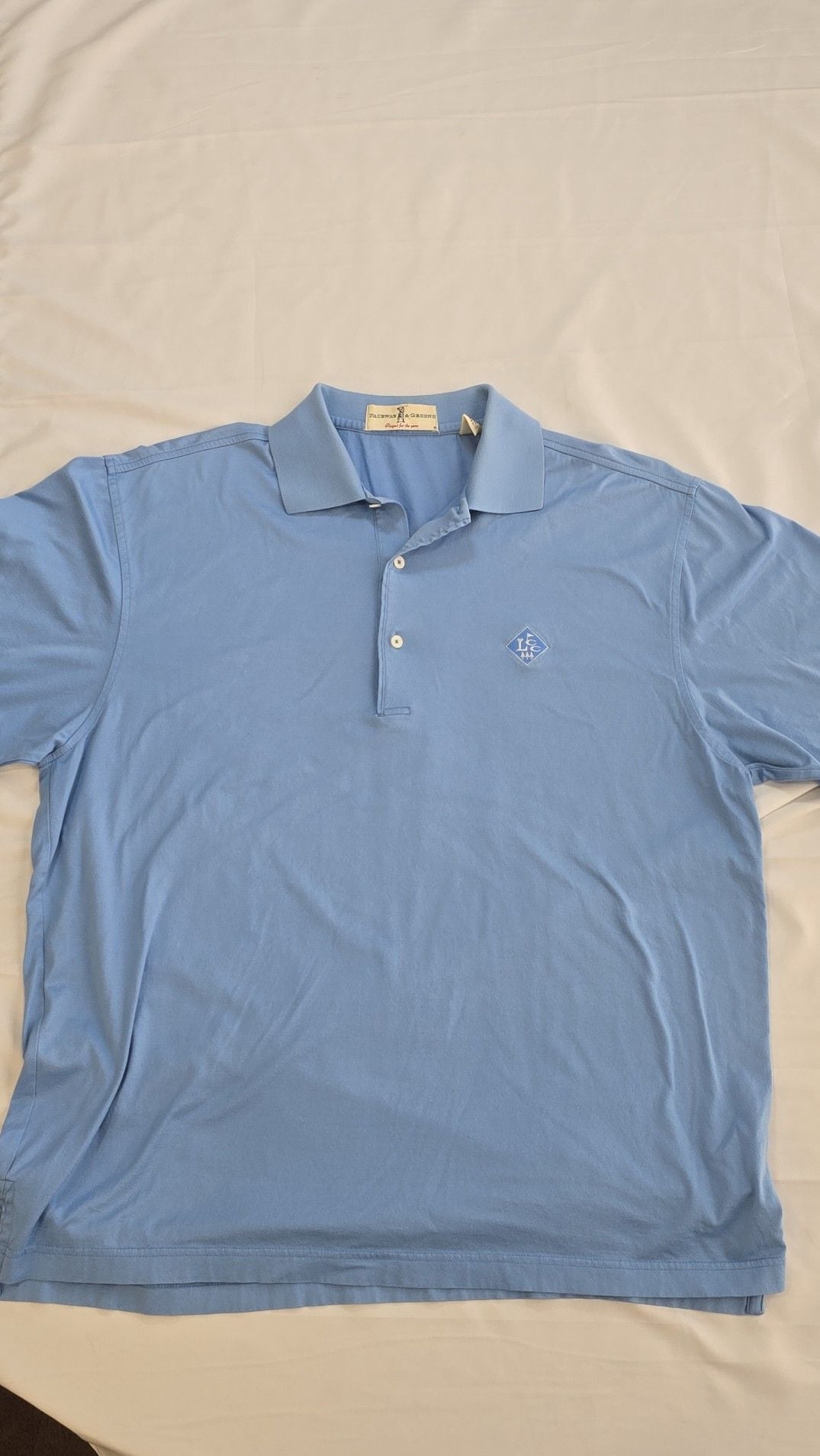 Fairway & Greene Men's Size L 100% Mercerized Cotton Polo Shirt Blue LCC Logo 2