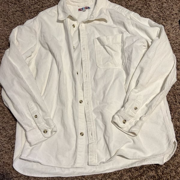 Urban Outfitters Men's XL Cream Wide Corduroy Long Sleeve Button Down Shirt