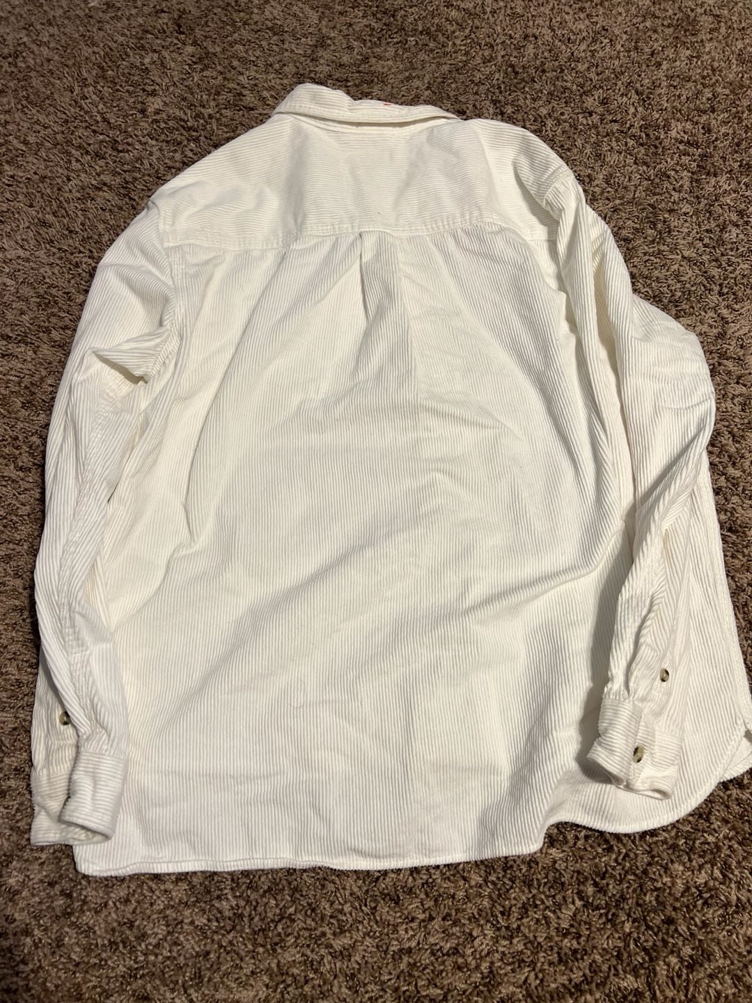 Urban Outfitters Men's XL Cream Wide Corduroy Long Sleeve Button Down Shirt 5