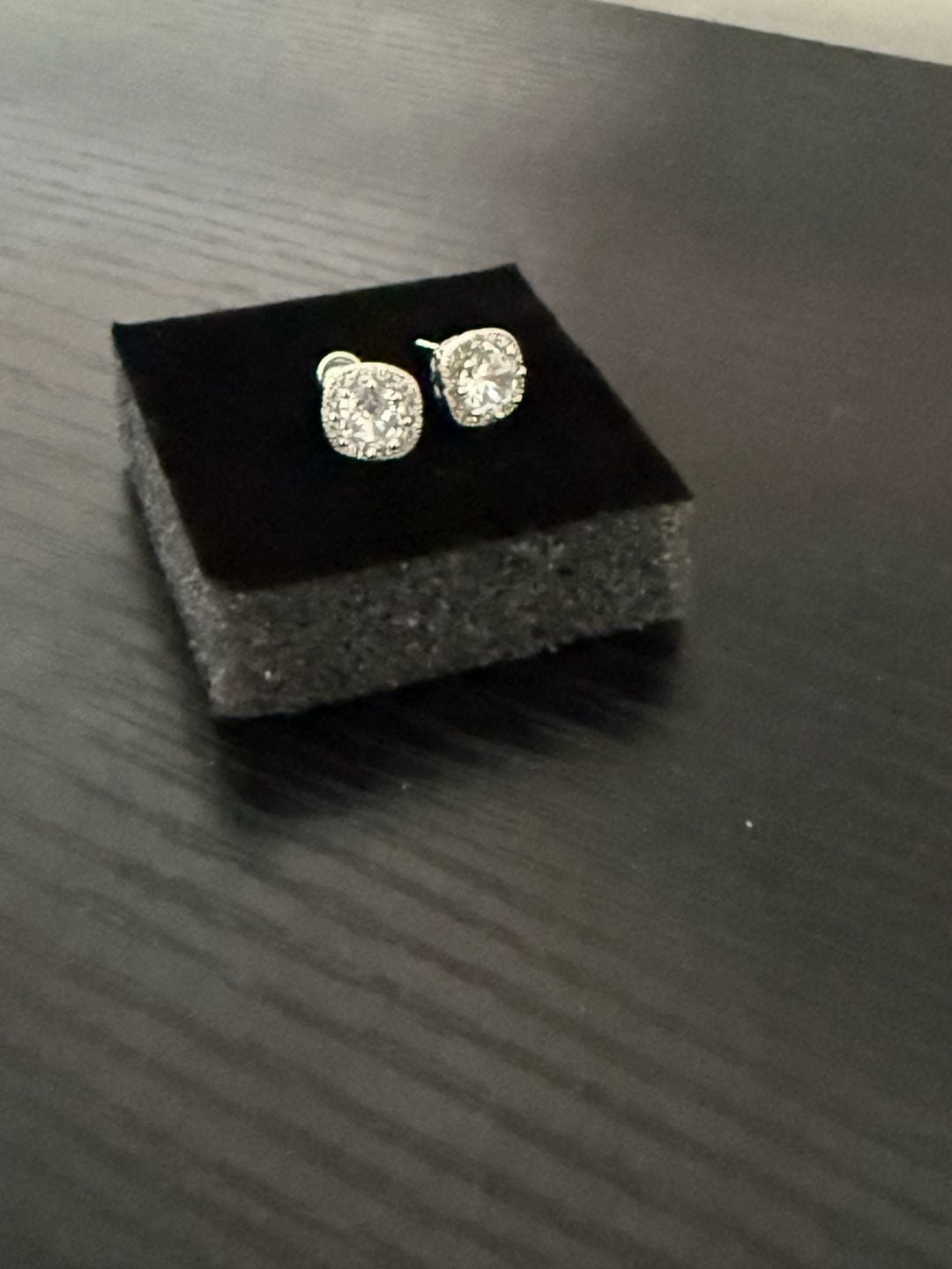 925 sterling silver Express Cushion Cut Cubic Zirconia Halo Stud Earrings 3