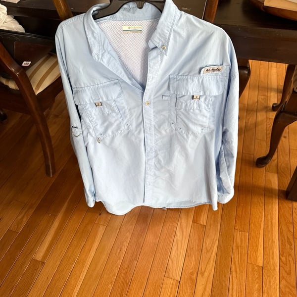 Columbia Men's PFG Bahama II Long Sleeve Fishing Shirt Sail Blue Size Large
