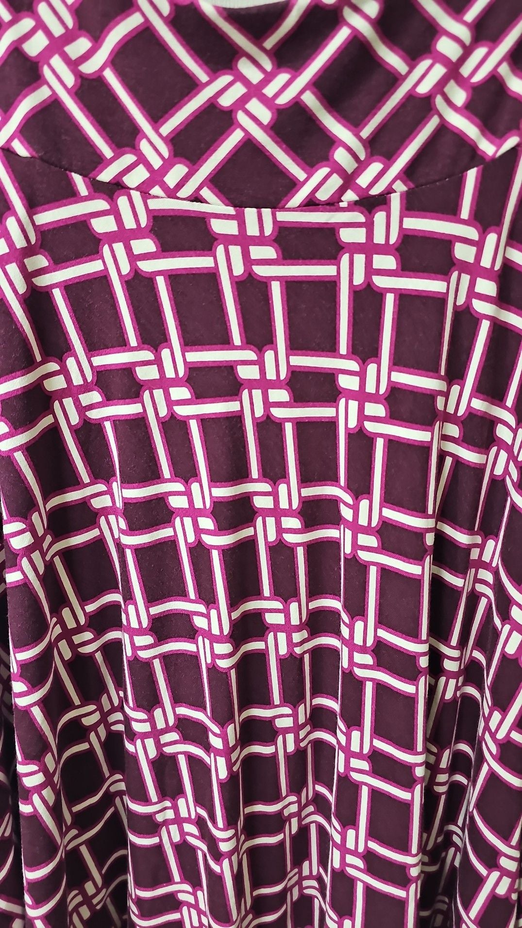 New York & Company Stretch Purple Geometric Print Midi Skirt Size M 3