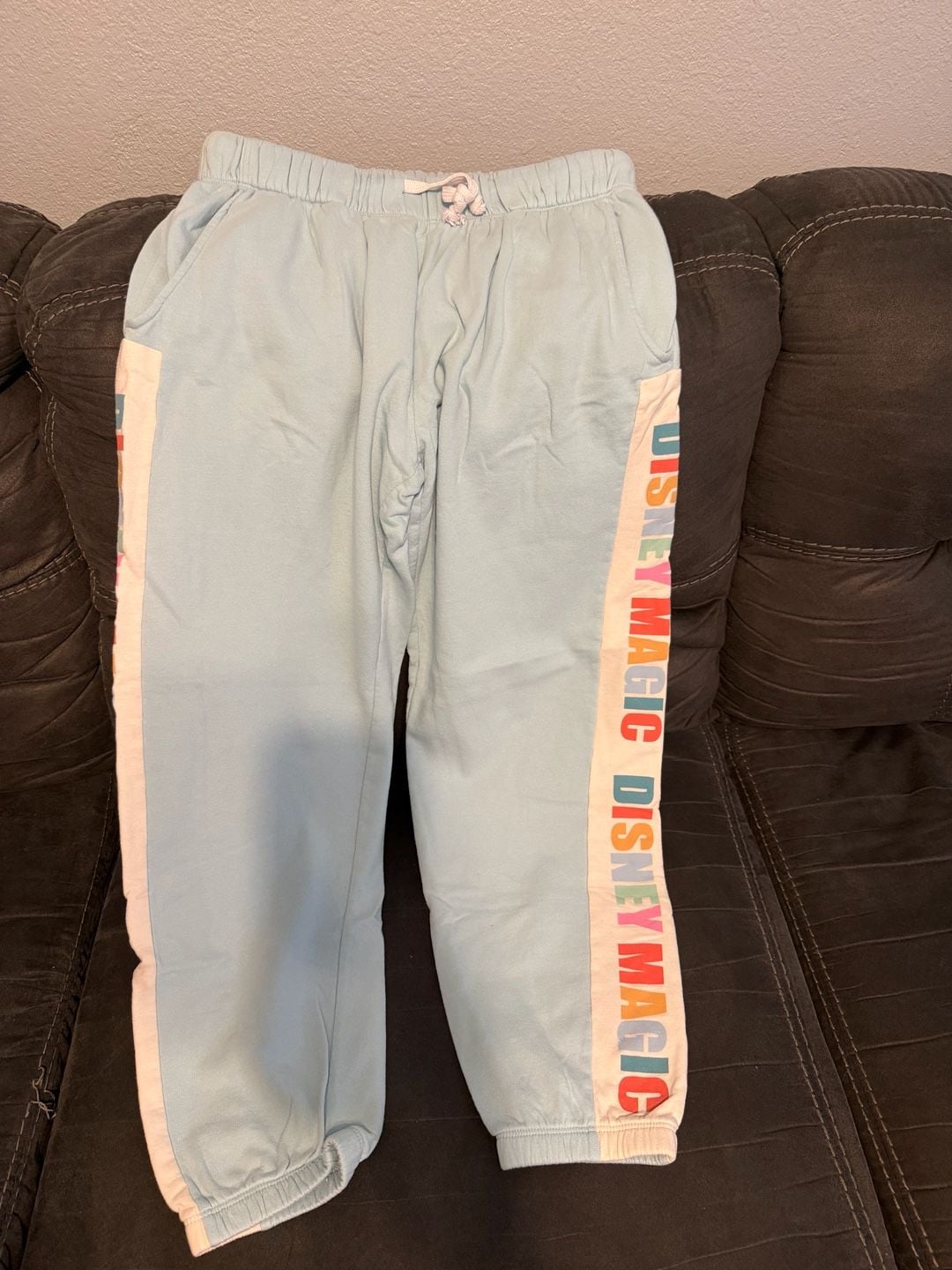 Disney Parks Light Blue Disney Magic Side Stripe Joggers Sweatpants L 2