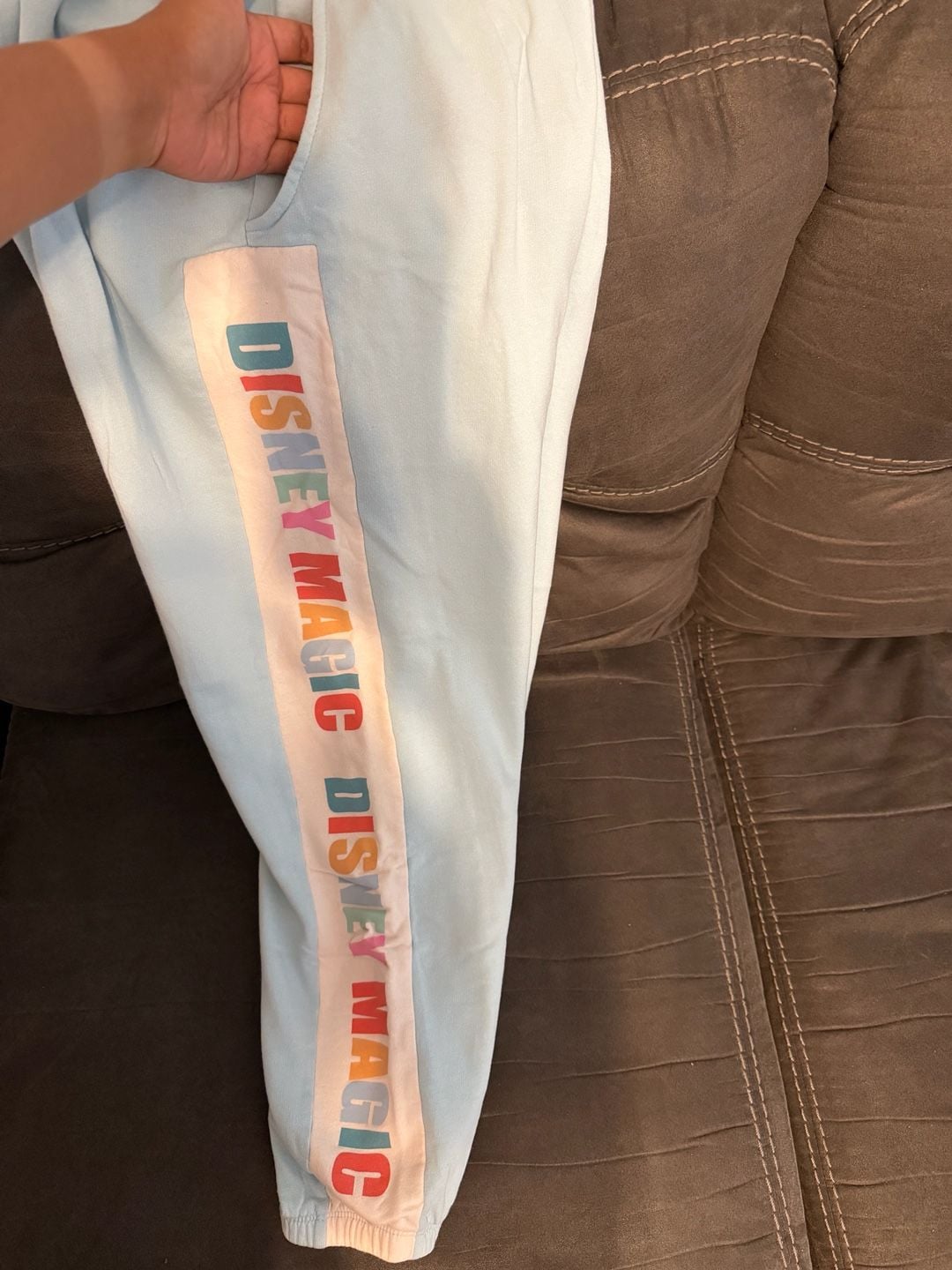 Disney Parks Light Blue Disney Magic Side Stripe Joggers Sweatpants L 5