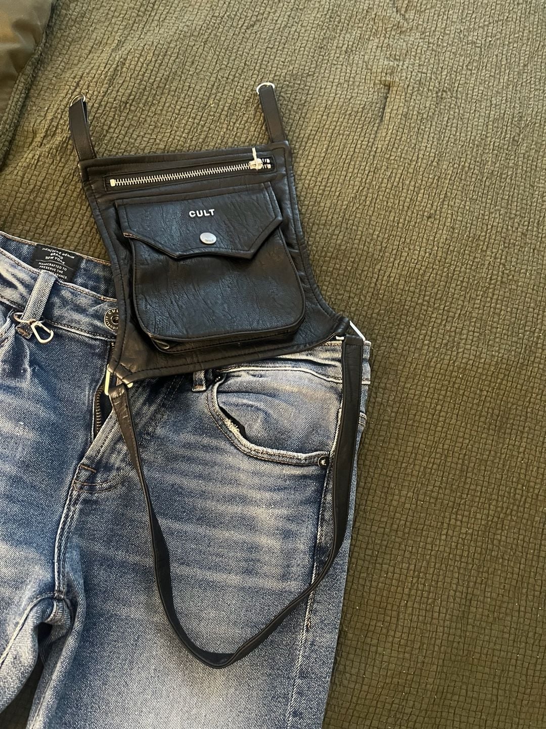 Cult of Individuality Punk Super Skinny Moto Jean with Detachable Leather Hip Bag 1