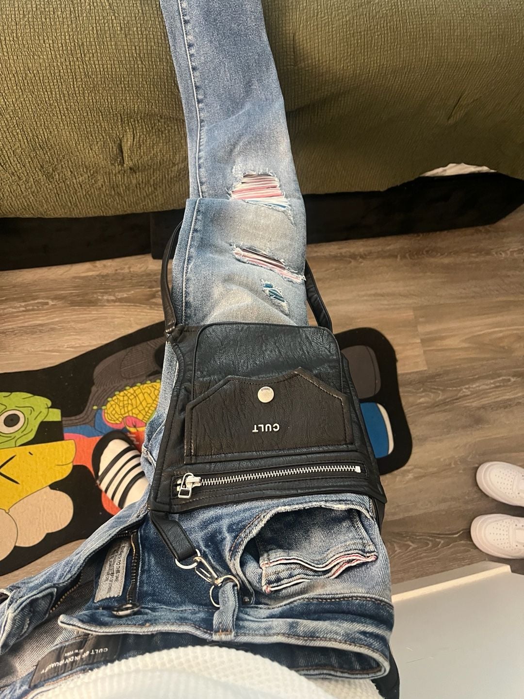 Cult of Individuality Punk Super Skinny Moto Jean with Detachable Leather Hip Bag 6
