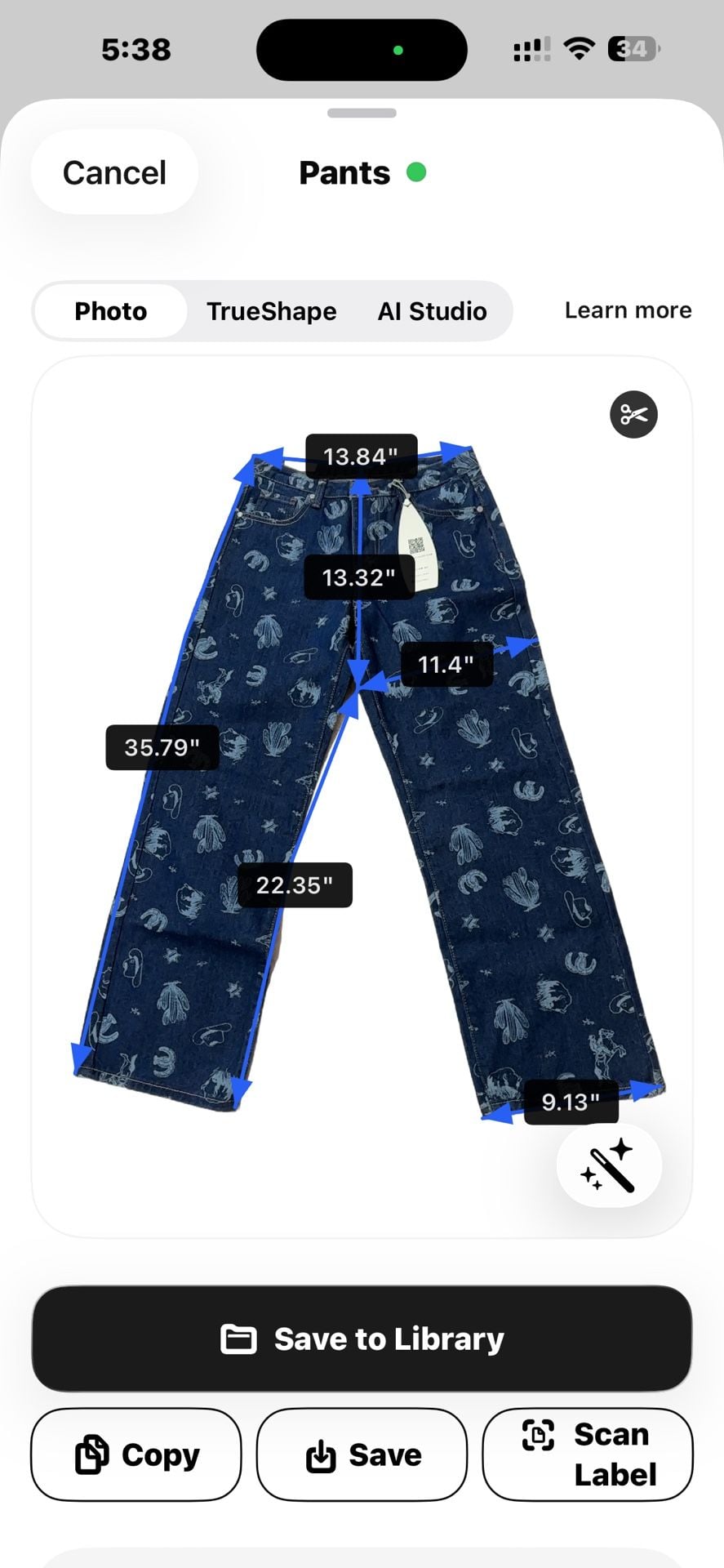 NWT Cali1850 Dark Wash Western All-Over Print Wide Leg Denim Jeans 9