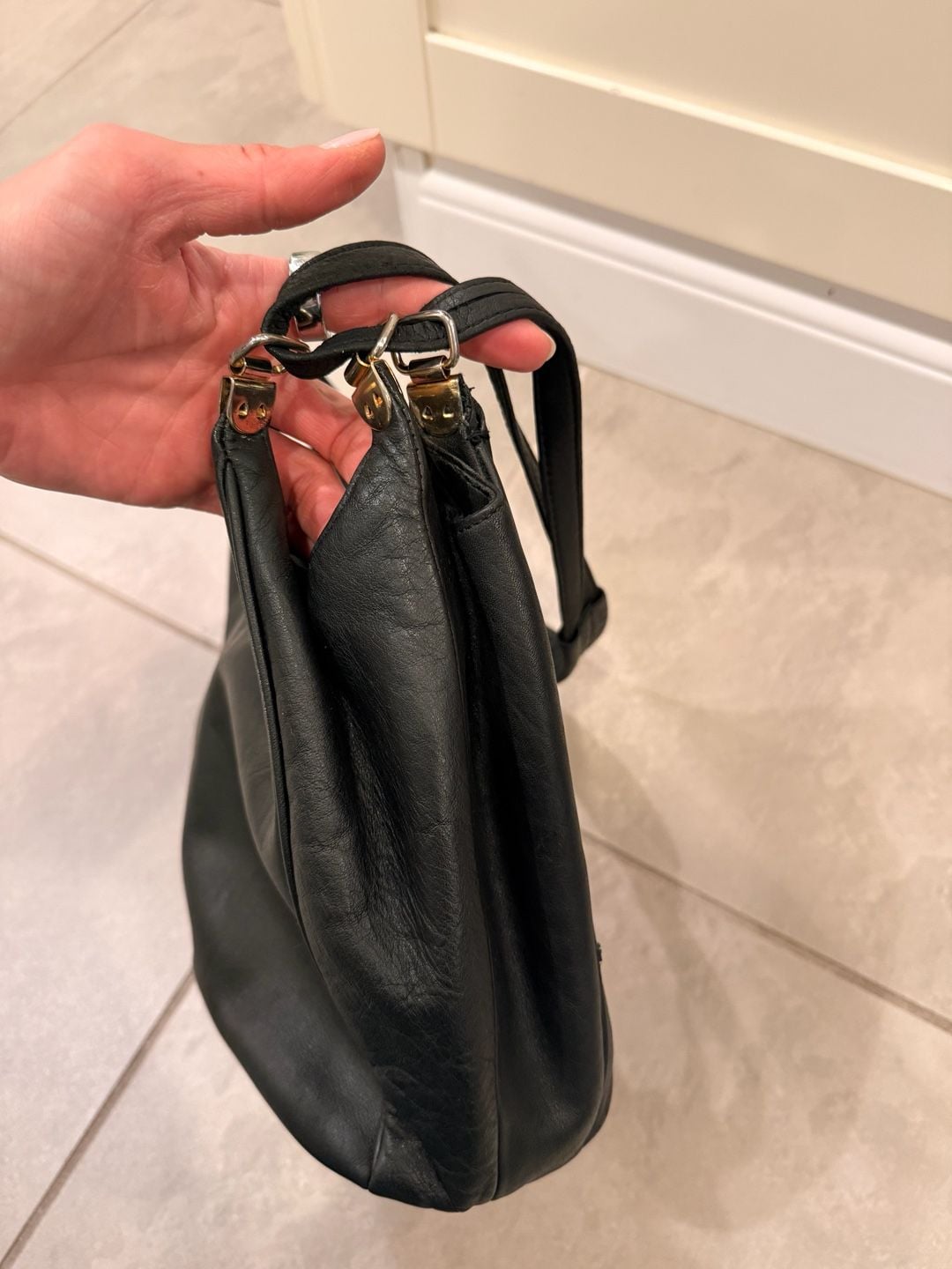 Vintage Pierre Balmain Black Genuine Leather Shoulder Hobo Bag with Medallion 7
