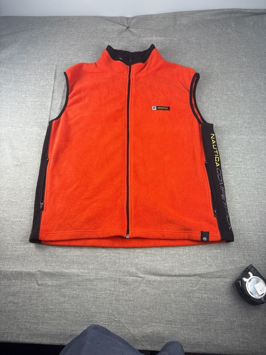 Vintage Nautica Competition Nautech Orange Fleece Vest XL 2