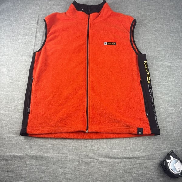 Vintage Nautica Competition Nautech Orange Fleece Vest XL